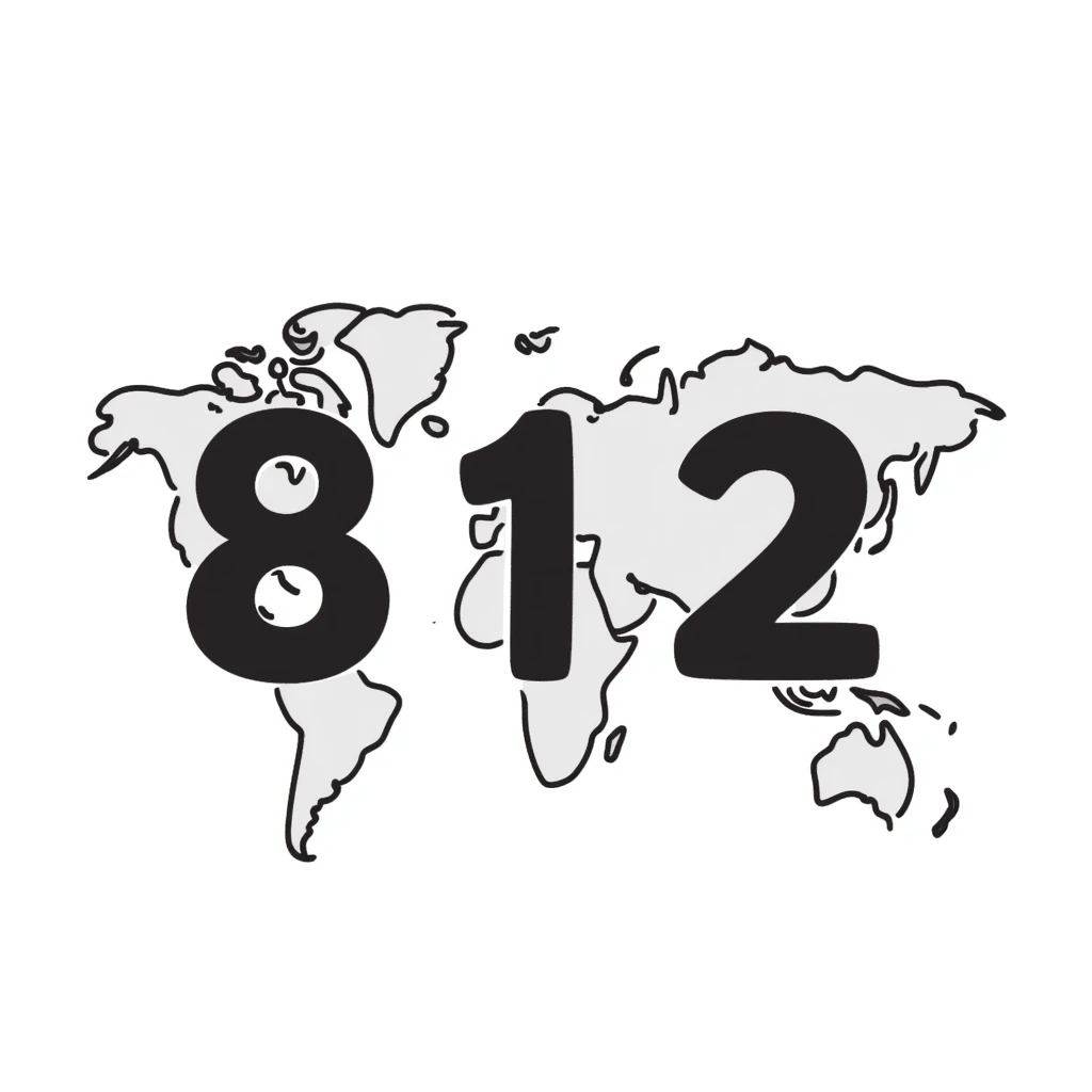Earth globe with continents arranged to show the number 812 emoji