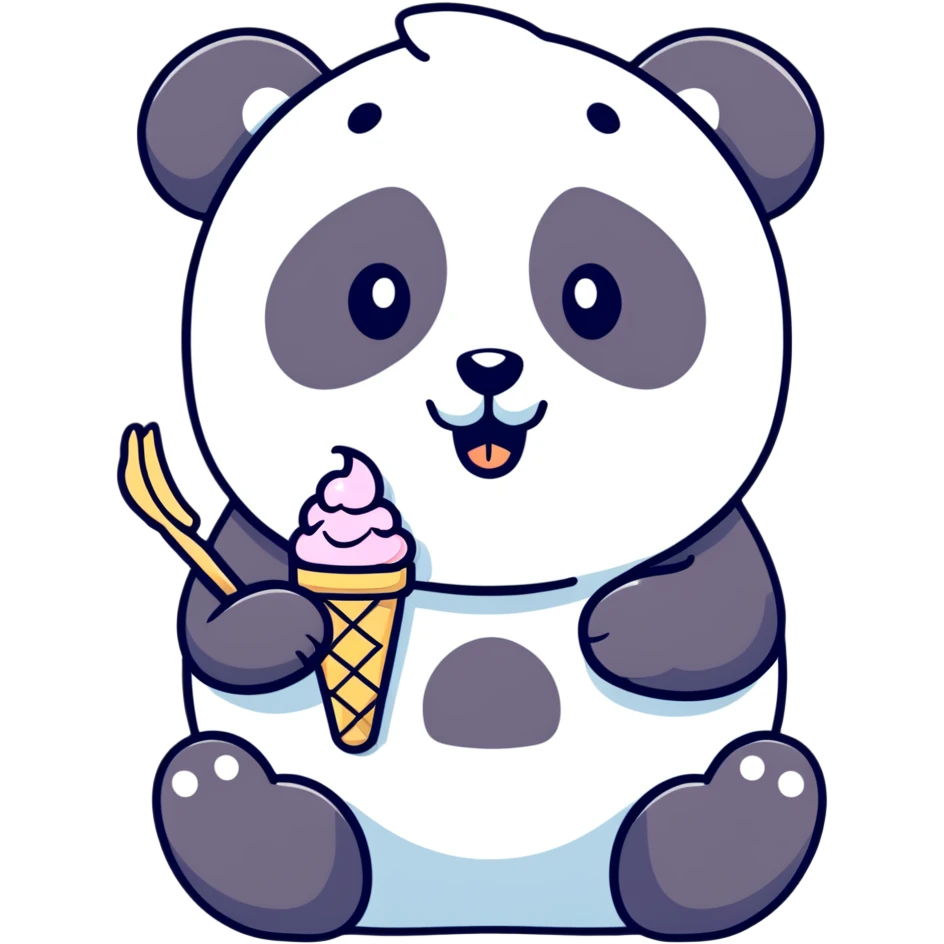 Panda eating ice cream emoji