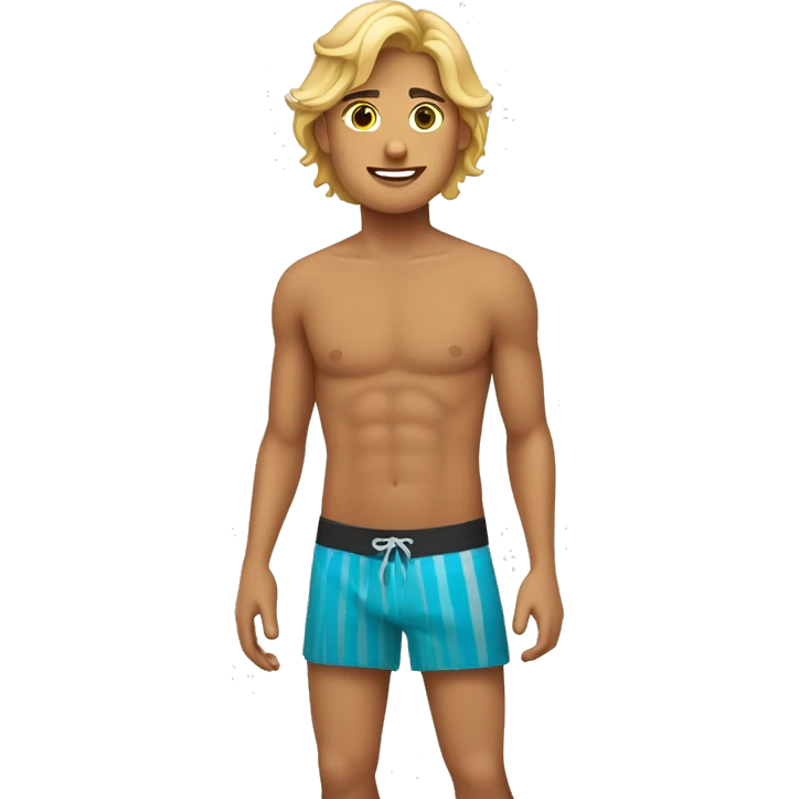 joven, poco bronceado, pelo rubio , estlo surfer  emoji