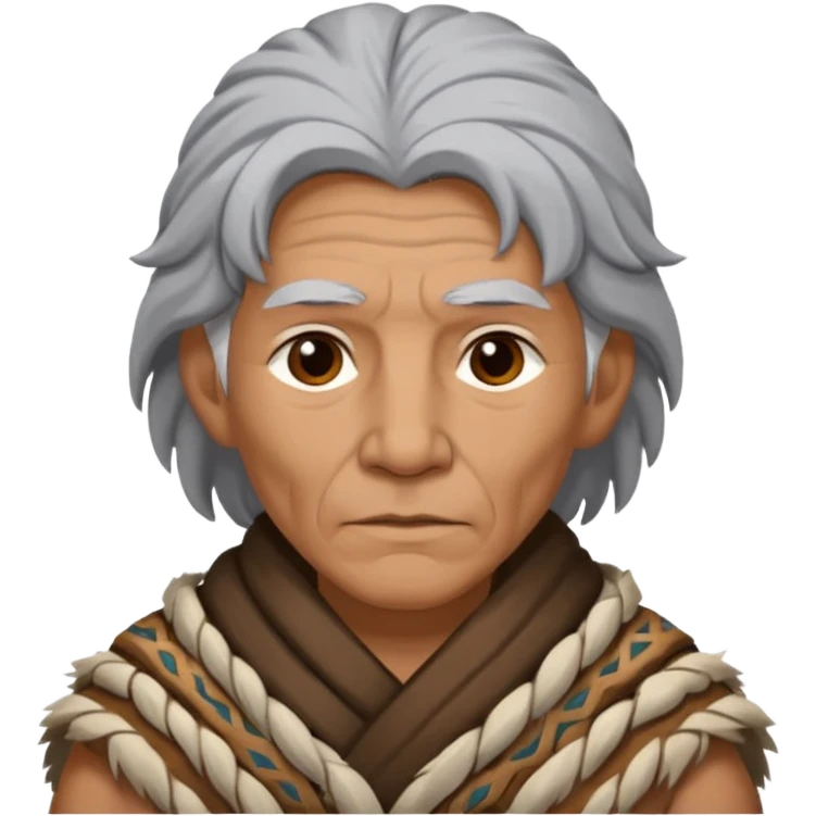 A tribal elder with grey hair wrapped in thick animal hide.



















 emoji
