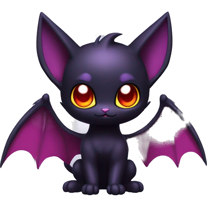 Cool Cute Edgy Dark Black Red Purple Batty Chibi Noibat-Cat-Pokémon-Fakémon-hybrid emoji