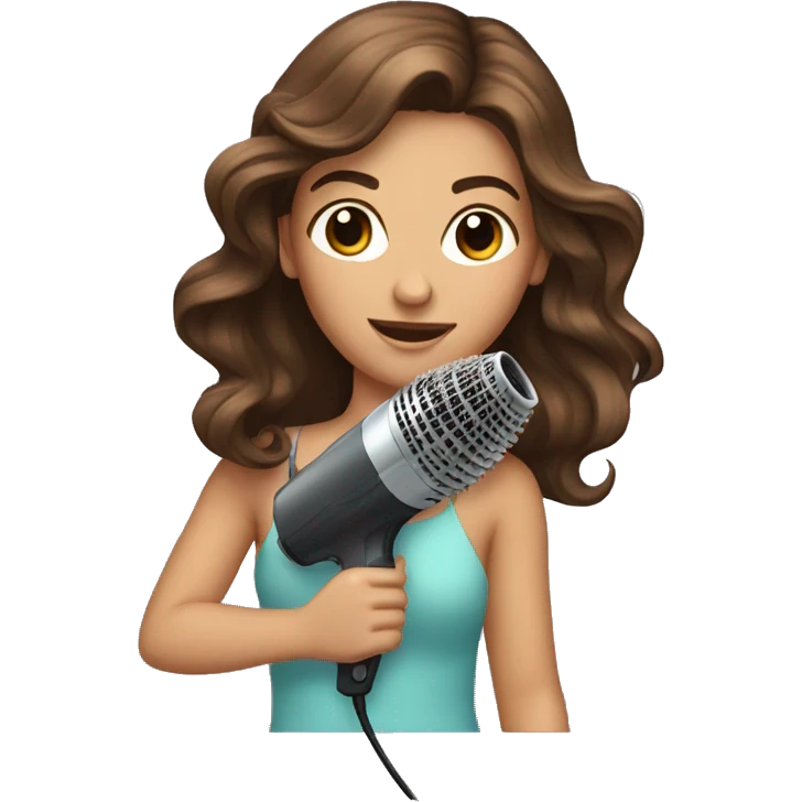 Pretty brown-haired girl with a hair dryer  emoji