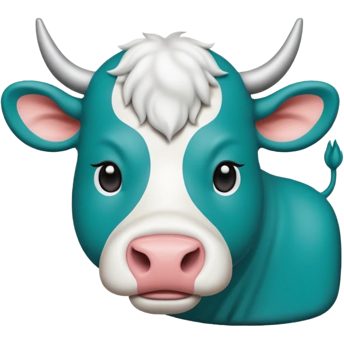 Emoji-style icon of a cow and buffalo with a scan frame or AI detection overlay, representing breed identification. Clean, friendly, rounded design, easy to recognize at small sizes, teal and white accents, no text, transparent background. emoji