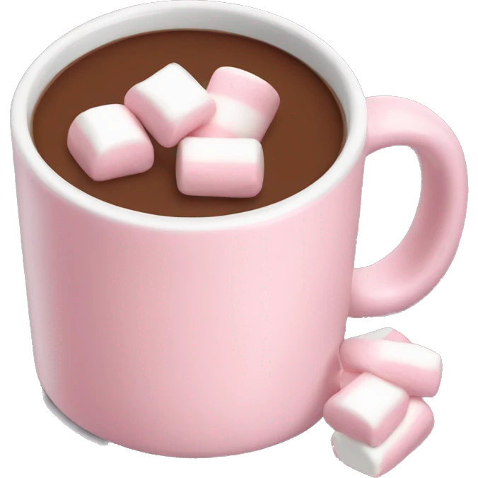 Light Pink mug of hot chocolate with marshmallows  emoji