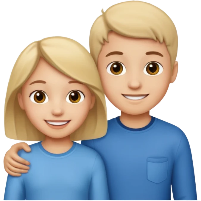two kids light skin girl and a boy emoji