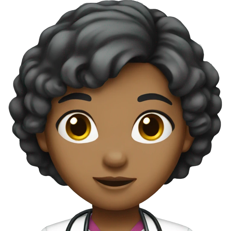 Cute female doctor black hair emoji