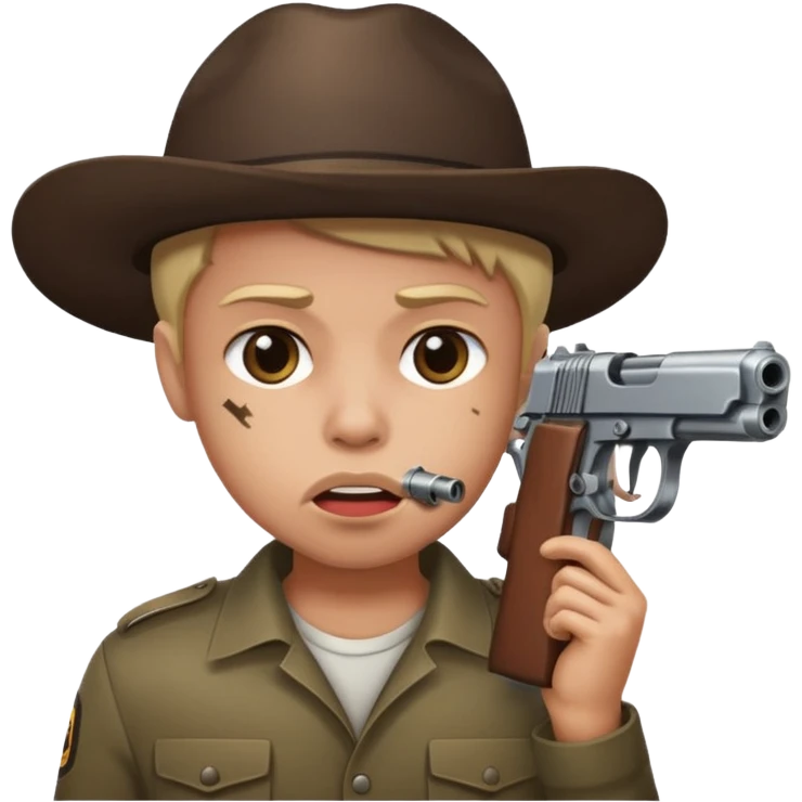 Gun in mouth emoji