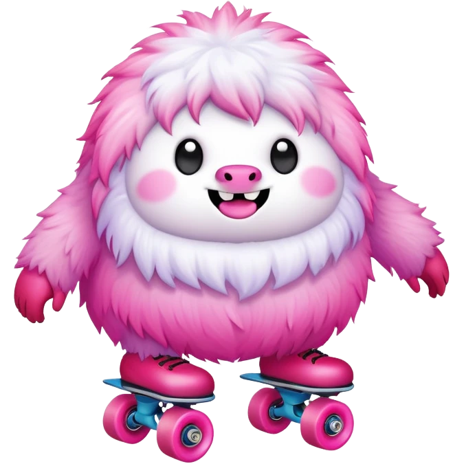 fat rainbow pink red yeti roller skating  emoji