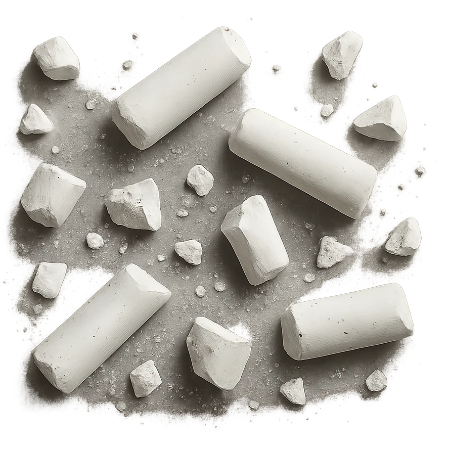 broken chalk pieces scattered, casual and realistic emoji