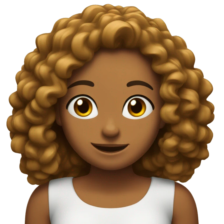 chica feliz con rizos y pelo castaño emoji