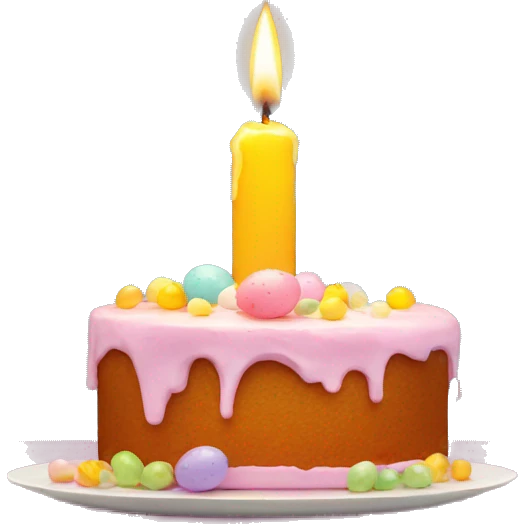 cake with a candle, Easter emoji