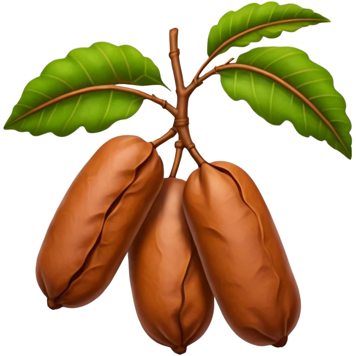 tamarind fruit with leaf emoji