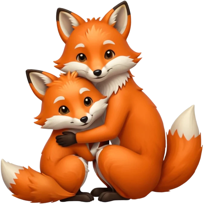 two foxes hugging emoji