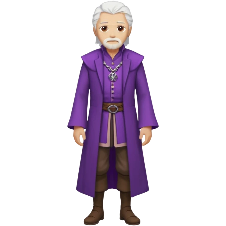 a white haired old man with purple eyes standing, full body, in Targaryen themed clothes, clothes aren't purple  emoji