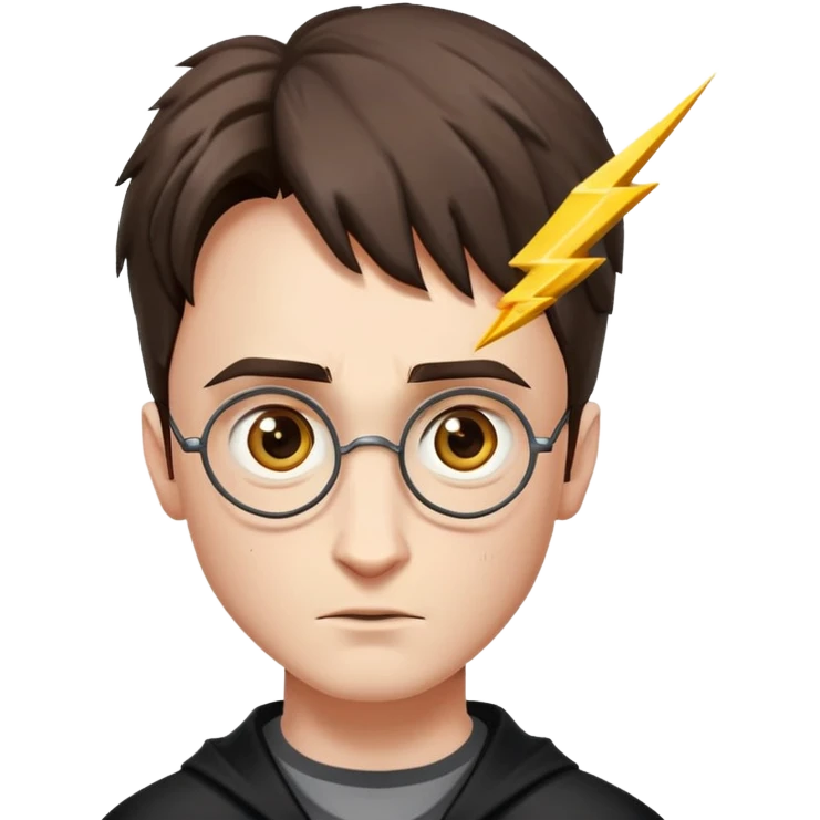 Harry Potter with a Lightning-shaped scar in the middle of the forehead emoji
