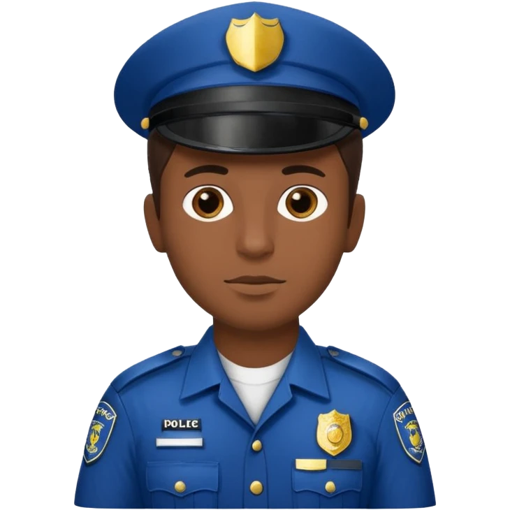 I want you to create an emoji of a sergeant, like a police officer. He should be a young guy with dark brown hair, brown eyes, medium-dark skin, shown from the chest up, and with the text “comisario morcuende” emoji