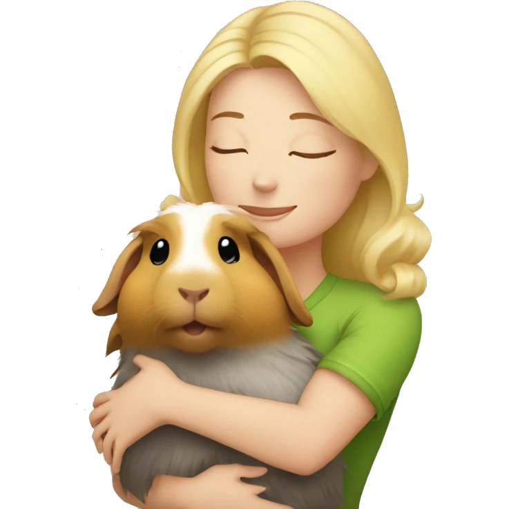 Blonde Woman hugging a guineapig emoji