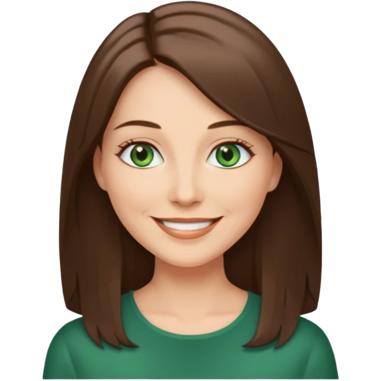 pretty middle age woman with green eyes and long straight ash-brown hair  emoji