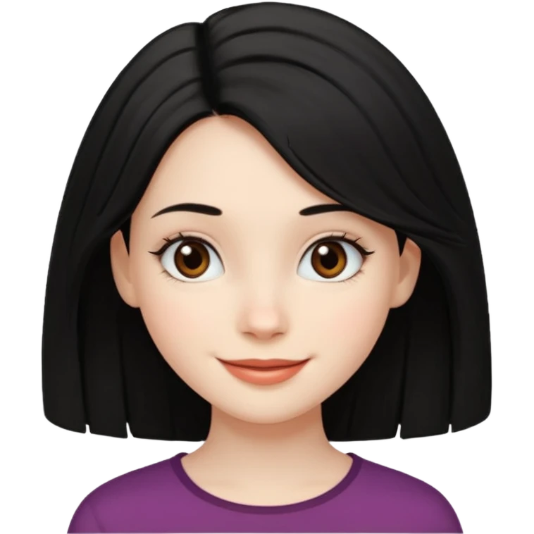 a girl that has black 4c hair textures and pale skin color, It has brown eyes, a nose, lips, and it’s smiling. emoji