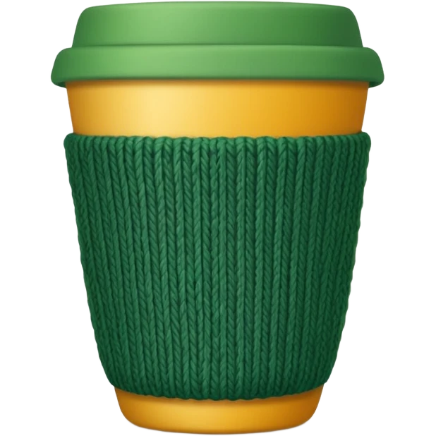 ceramic cup with green knit over the cup emoji