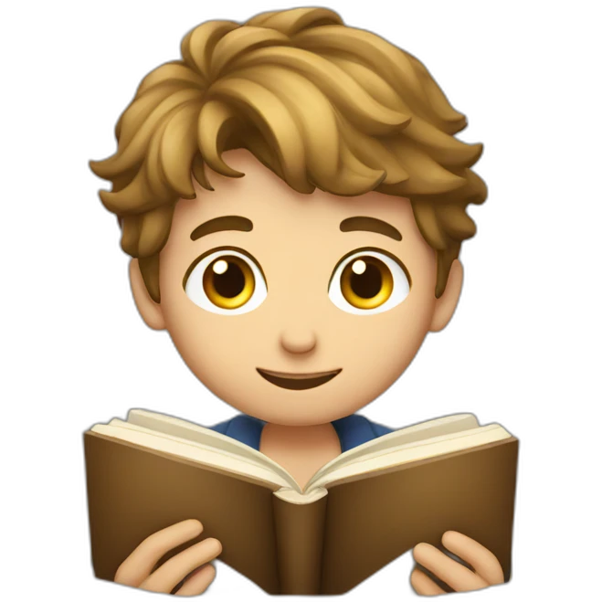 European boy read a book emoji