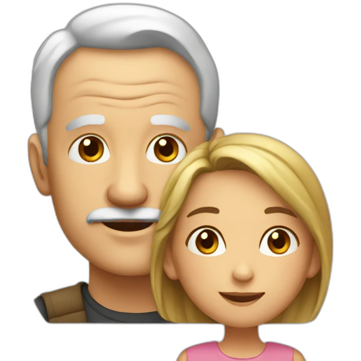 A young girl whith a old man emoji