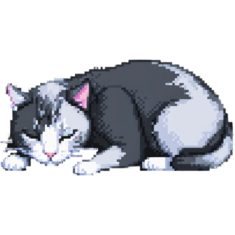 Cat sleeping in a small cat bed emoji
