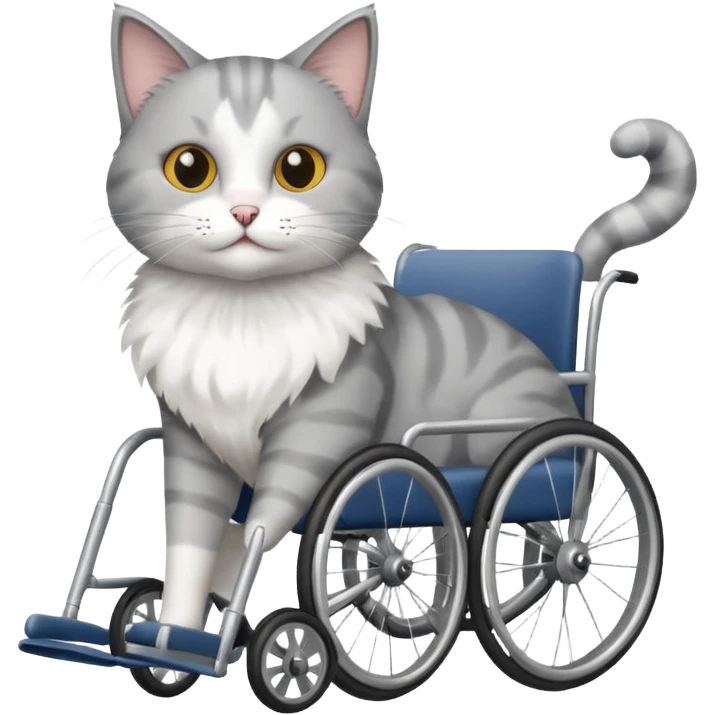 cat in a wheelchair designed for cats emoji