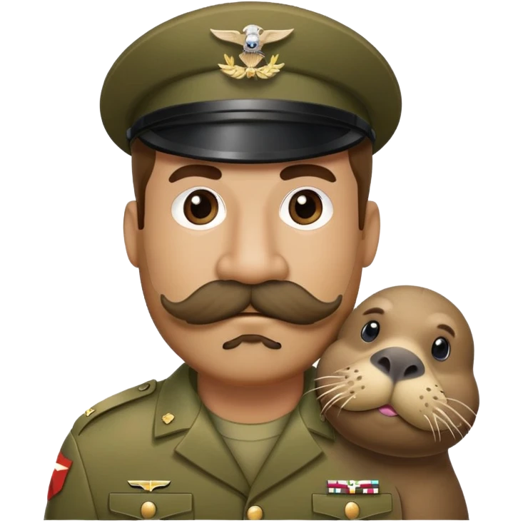 Soldier with bushy walrus mustache wearing camouflage emoji