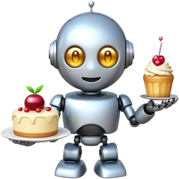 The cute robot and dessert, 3d emoji emoji