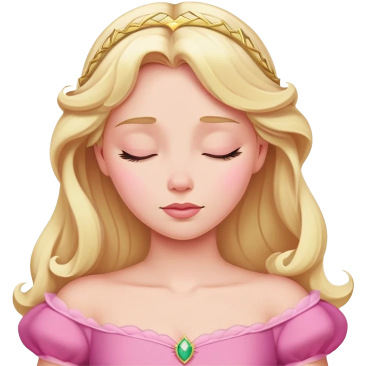 Sleeping Beauty Aurora from hips up, pink dress, blonde hair, minimal style, larger size emoji