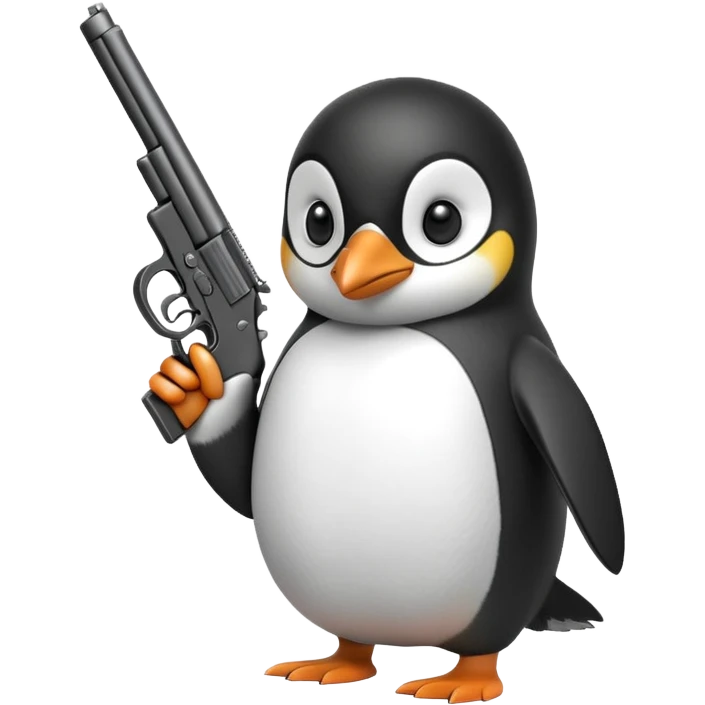 Penguin with gun emoji