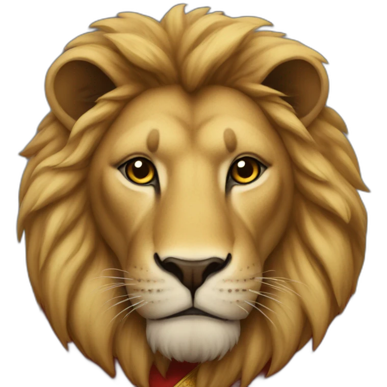 A lion with a red robe over his shoulders emoji