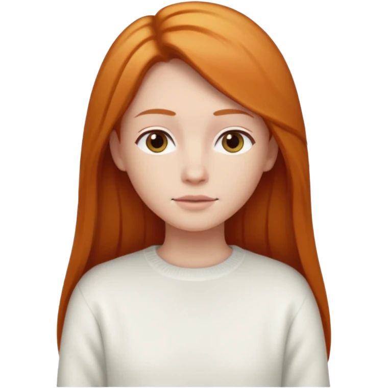 Ginger long straight hair with a white jumper emoji