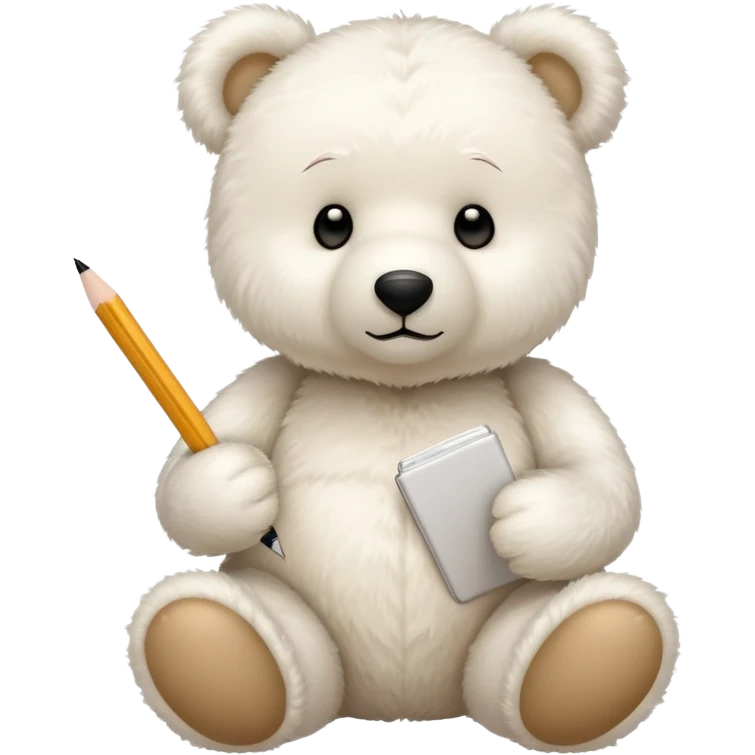 White teddy bear writing  emoji