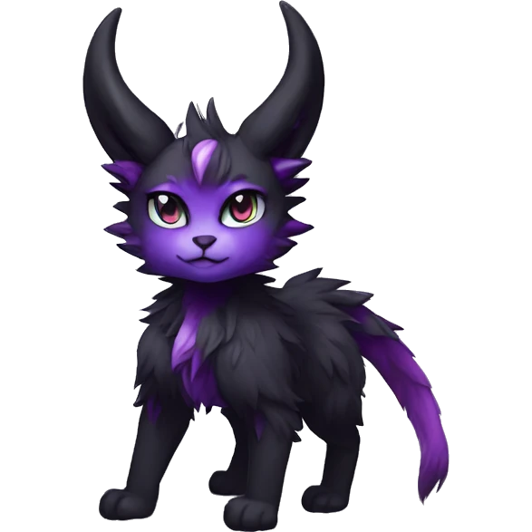 Anthro-Edgy-Black-Purple-Contrast-Colors-Fantasy-Fur-Sona-Chibi-Shiny-Fakémon-Hybrid with horns full body emoji