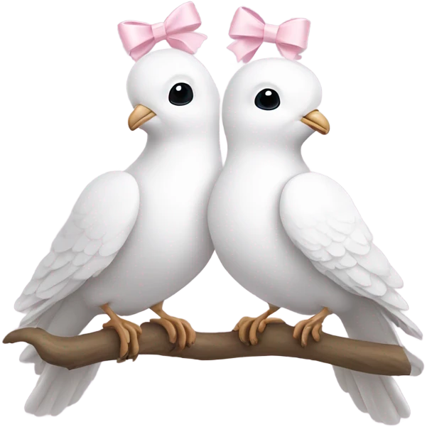 Two White doves with light pink bows around their necks emoji