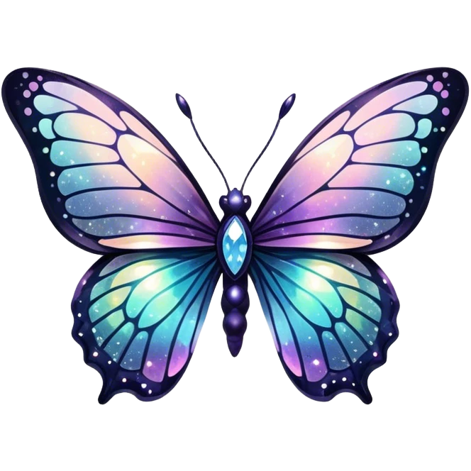 Dark Nebula Sparkly glossy glittery Pastel iridescent transparent bio-luminescent glass crystal butterfly emoji
