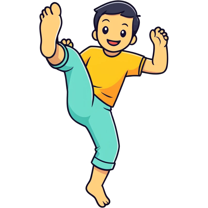 Smiling with feet kicking emoji