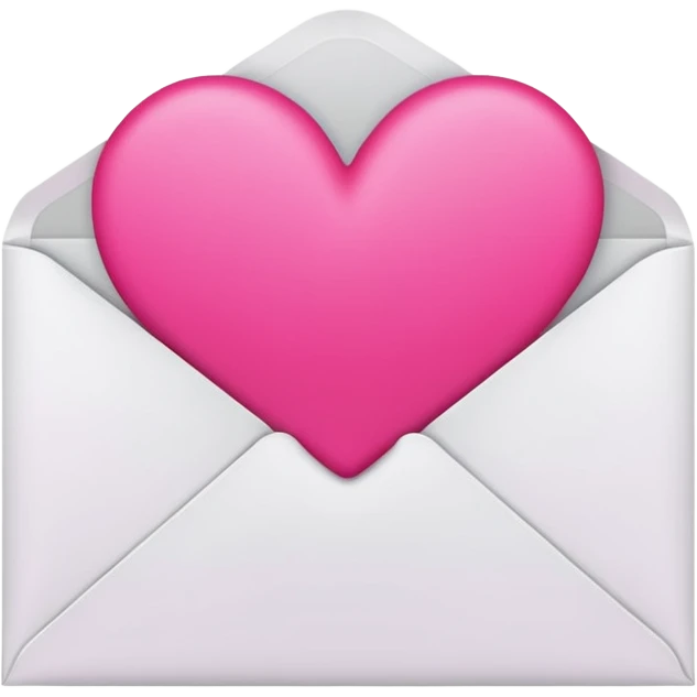 a white envelope featuring a bright pink heart in the center, on a solid light background emoji