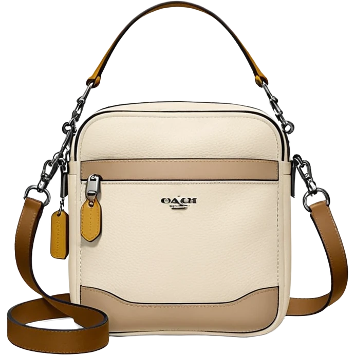Coach Men Crossbody Bag in Pebbled Leather all white beige rectangle
 emoji