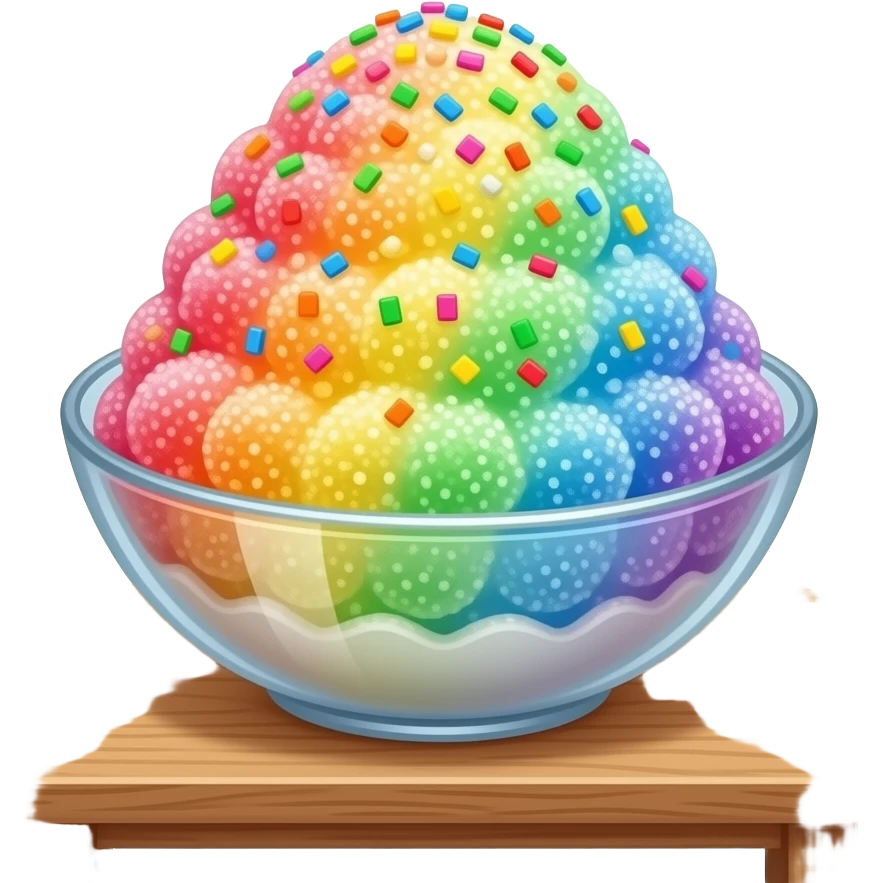 a bowl of colourful shaved ice emoji