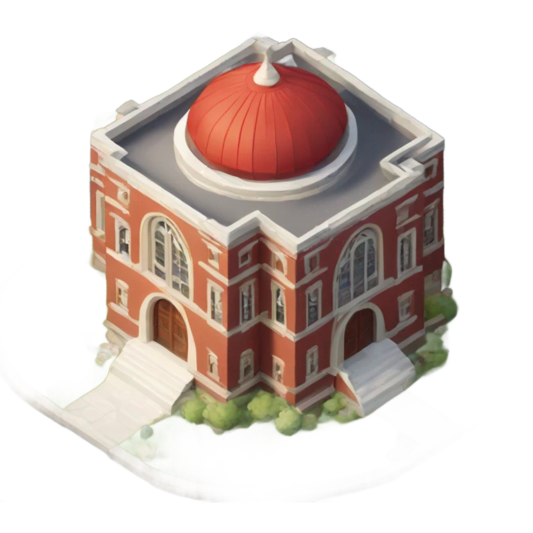 isometric single floor round red brick religious building emoji