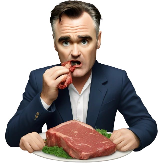 Morrissey eating meat emoji