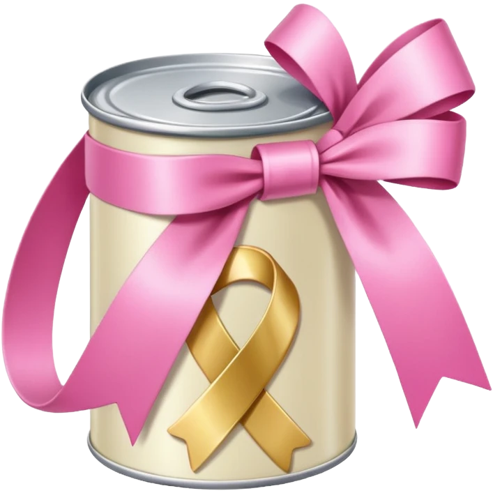 cream can with pink ribbon emoji