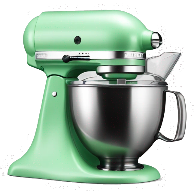 Realistic mint green kitchenaid mixer isolated. emoji