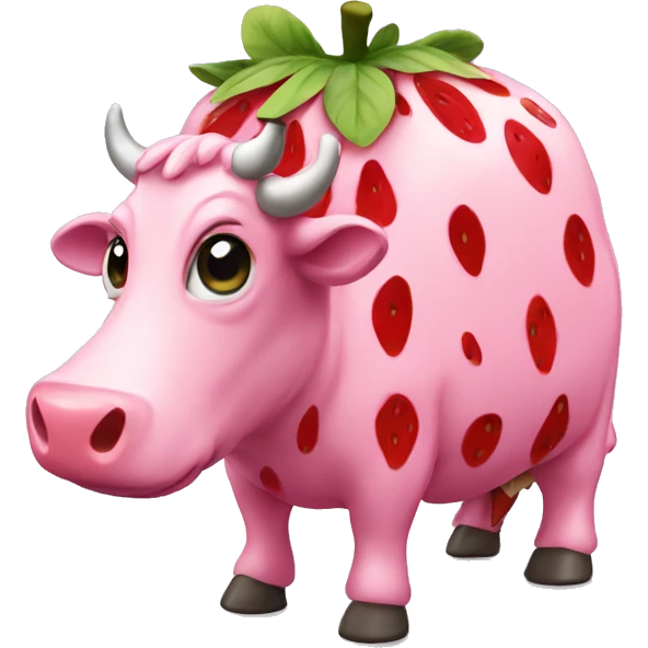 Pink strawberry cow emoji