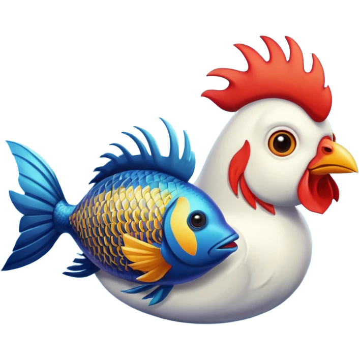 A rooster & a fish  emoji