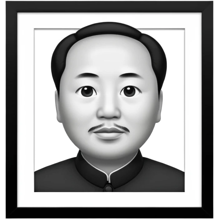 The death of Mao Zedong, black and white, in a picture frame emoji