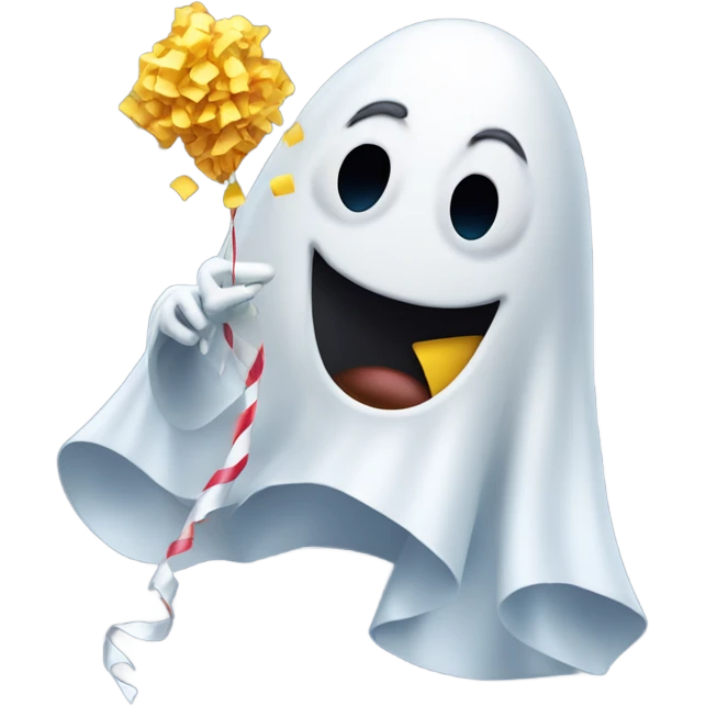 ghost emoji looking super happy with a party popper emoji